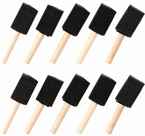 Short Handle 1 Inch Foam Brush Pack, 10pc